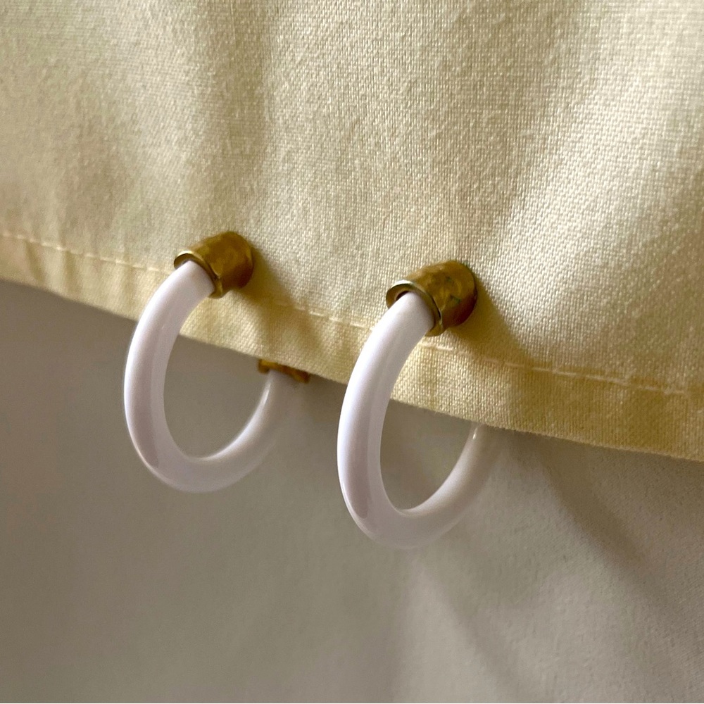 Vintage Gold and White Hoop Earrings - Picture 4 of 16